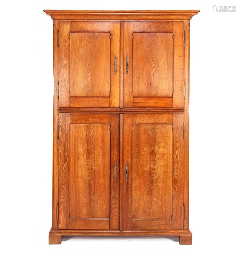 Solid oak bread cabinet with 4 panel doors