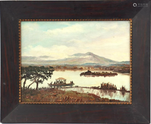 Monogram WS, Indonesian landscape with boat