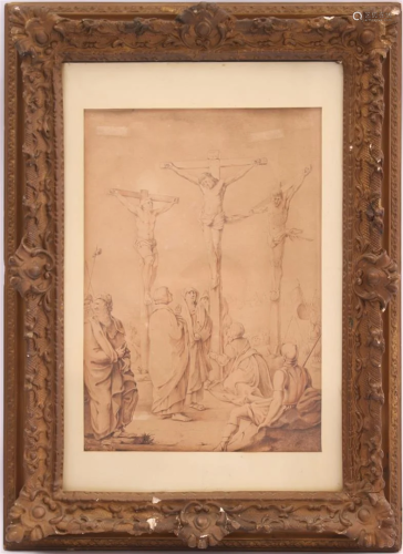 Anonymous, Calvary, Christ with a sinner on the cross
