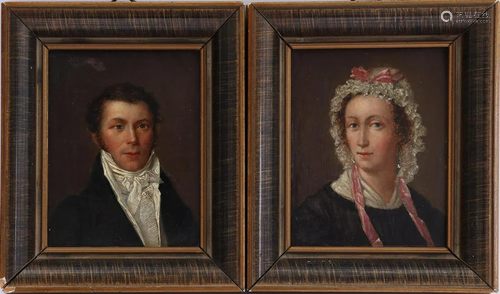 Anonymous, 2 oil paintings with portraits