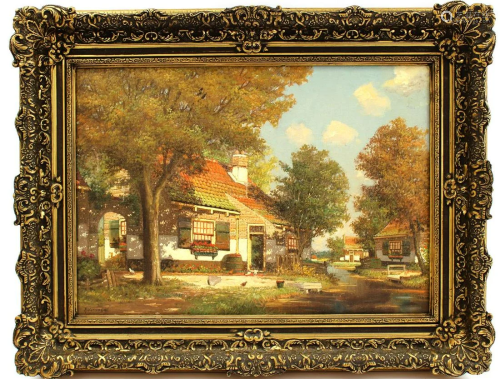Signed H Veenendaal, Summer sun in the yard