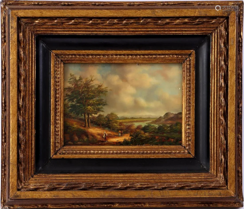 Signed Bond, E, Figures in a hilly landscape