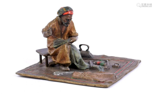 Unmarked, Viennese bronze figurine of a tailor
