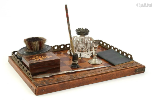 Wooden writing tray (Engelberg) with accompanying