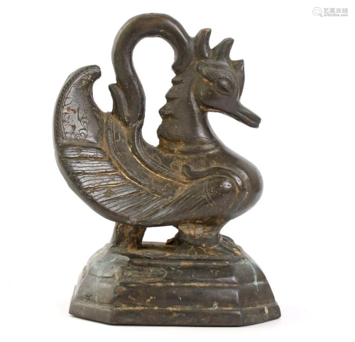 Bronze opium weight in the shape of a duck