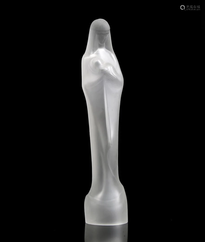 Not marked, design Stef Uiterwaal, pressed glass statue