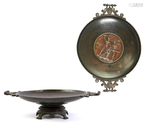 Marked Lemoine, coo bowl on foot with relief decoration