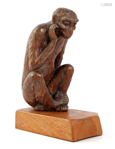 Anonymous, Art Deco wooden bombarded statue of a monkey