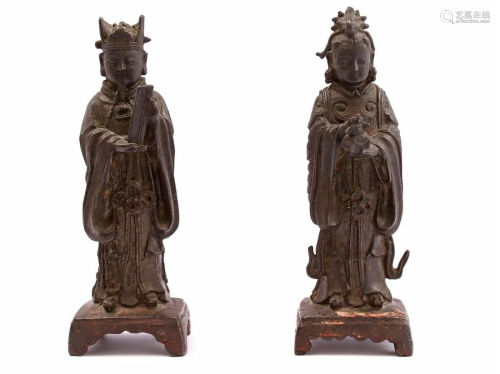 2 metal oriental figurines, late 19th century