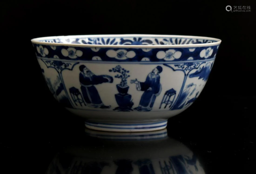 Chinese porcelain bowl depicting wise men and