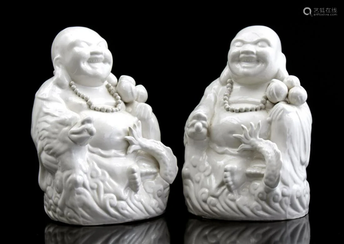 2 porcelain statues Happy Buddha