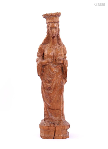 Oak statue of a Saint, Netherlands 20th century