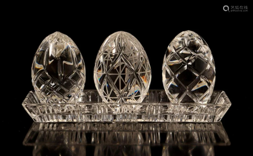 Crystal tableau 23x9 cm with 3 paperweights