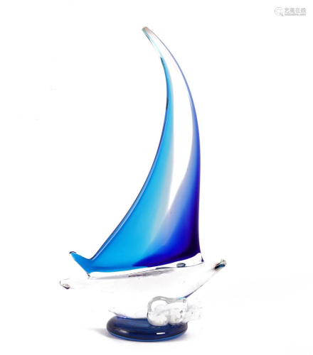 Blue with white colored glass boat