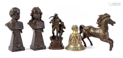 Zamak group of statues of sailor with son, 2 zamak bust