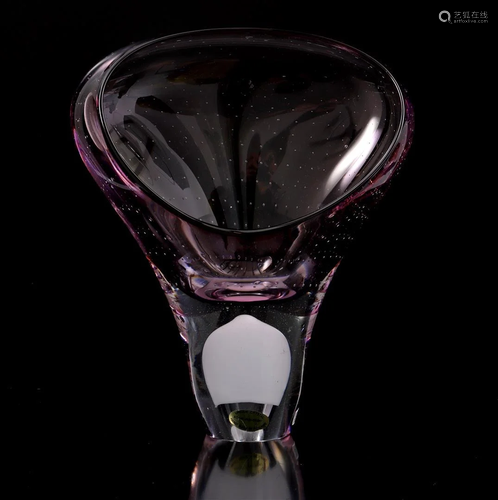 Jablonski purple glass object with bubble motif, dated