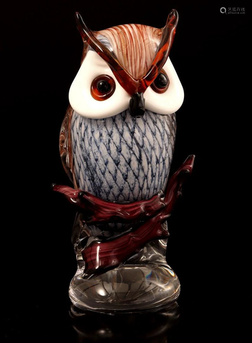 Colored glass owl 29.5 cm high