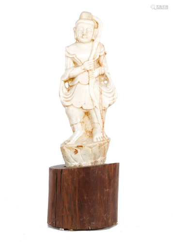 Very nice natural stone statue on wooden base, 19th