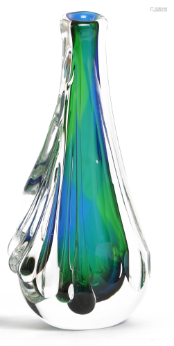 Design Marek Bartko, blue / green glass object, dated