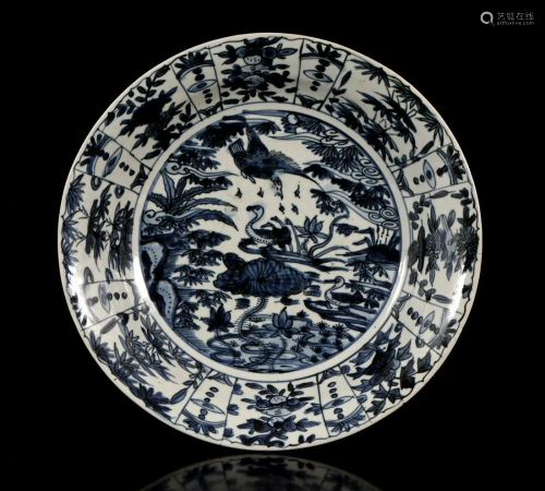 Chinese Wanli porcelain dish with birds