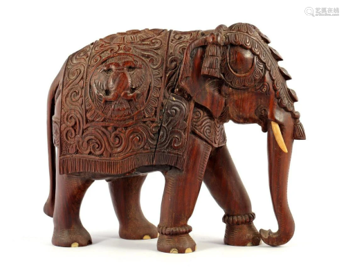 Coromandel wood richly decorated statue of an elephant