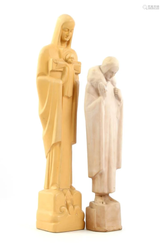 Wim Harzing (1898-1978) 2 plaster statues of Saints