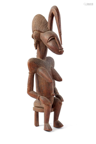 African ceremonial wooden statue of a woman, Senufo