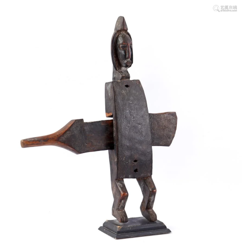African wooden statue / lock, Dogan trunk