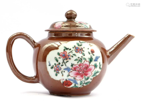 Porcelain Capuchin teapot with famille rose decor set