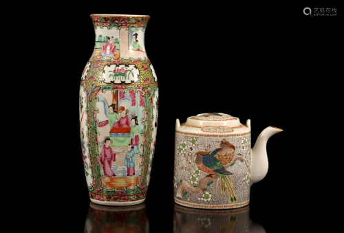 Japanese porcelain teapot with birds and floral