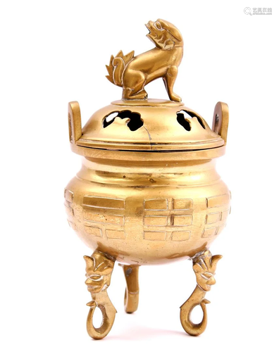 Brass Asian incense pot 25 cm high