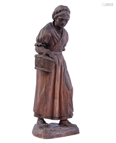 Anonymous, wooden bombarded statue of a woman with