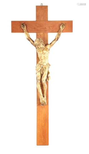 Oak crucifix with plaster corpus