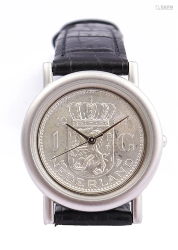 Wristwatch with a 1965 Gulden as dial