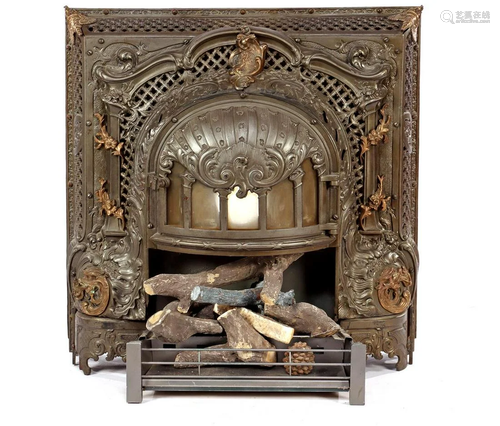 Classic iron fireplace surround with div. seed beads