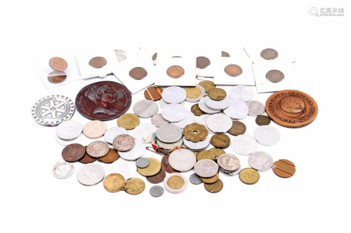 Lot of approx. 90 various coins and tokens