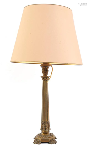 Classic brass table table lamp with upholstered shade