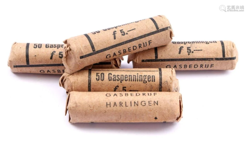 5 rolls with 50 Harlingen gas tokens each