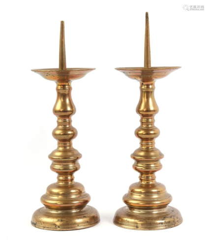 2 copper pin candlesticks