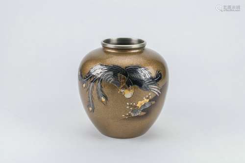 銅金工鳳紋罐