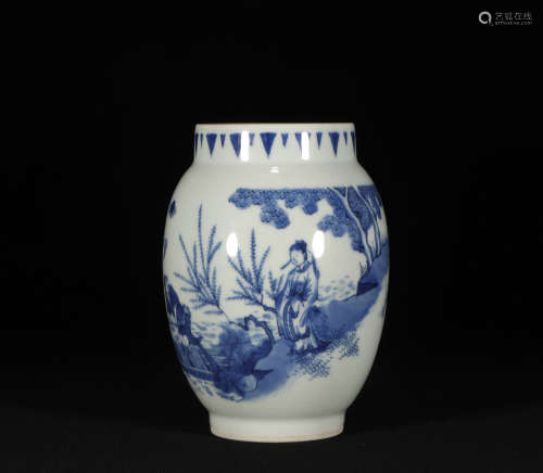 Blue and White Figural Jar Chongzhen Style