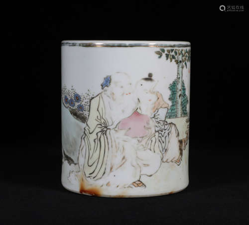 Famille Rose Brush-pot Qing Style