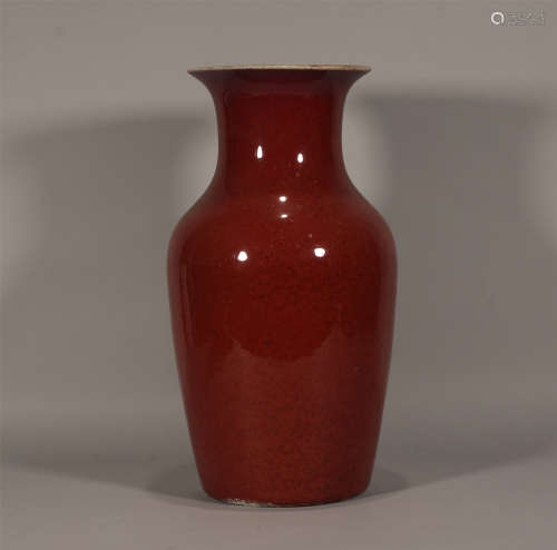 Red Glazed Vase Qing Dynasty