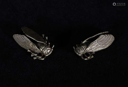 Pair Bronze Cicada Qing Style