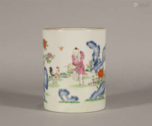 Famille Rose Figural Brush-pot Qianlong Style