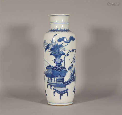 A Blue and White Mallet Vase Kangxi Style