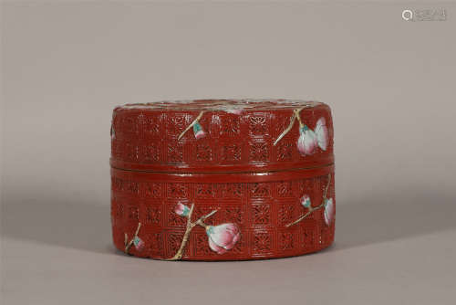 Cinnabar Lacquer Imitation Circular Box Qianlong Period