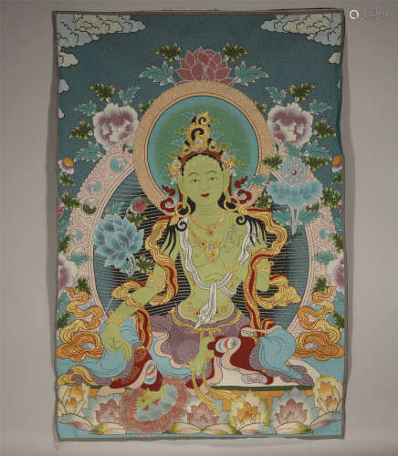 Kesi Thangka Depicting Green Tara Qing Dynasty