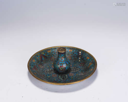 A CHINESE ENAMEL INCENSE STICK HOLDER
