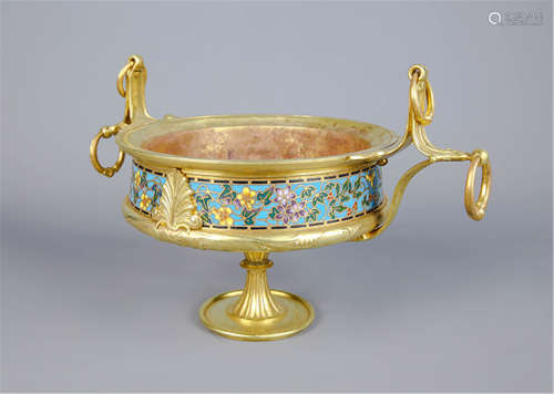 A FRENCH STYLE GILT BRONZE ENAMEL DECORATION